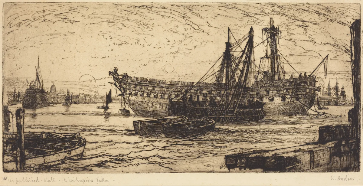 Breaking Up of the Agamemnon by Francis Seymour-Haden, print, 1870