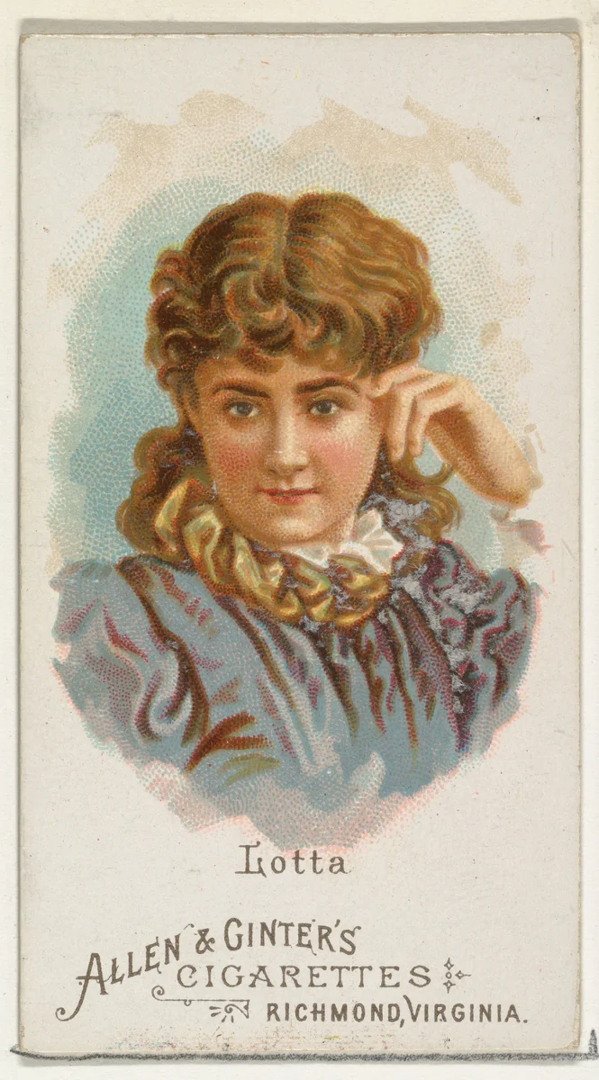 Lotta, from World's Beauties, Series 1 (N26) for Allen & Ginter Cigarettes by Allen & Ginter, print, 1888