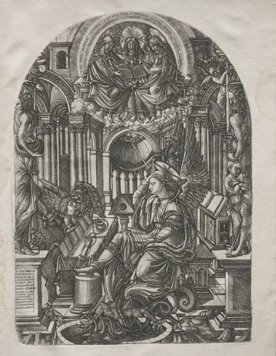 The Apocalypse: St. John on the Island of Patmos by Jean Duvet, print, 1546-1556