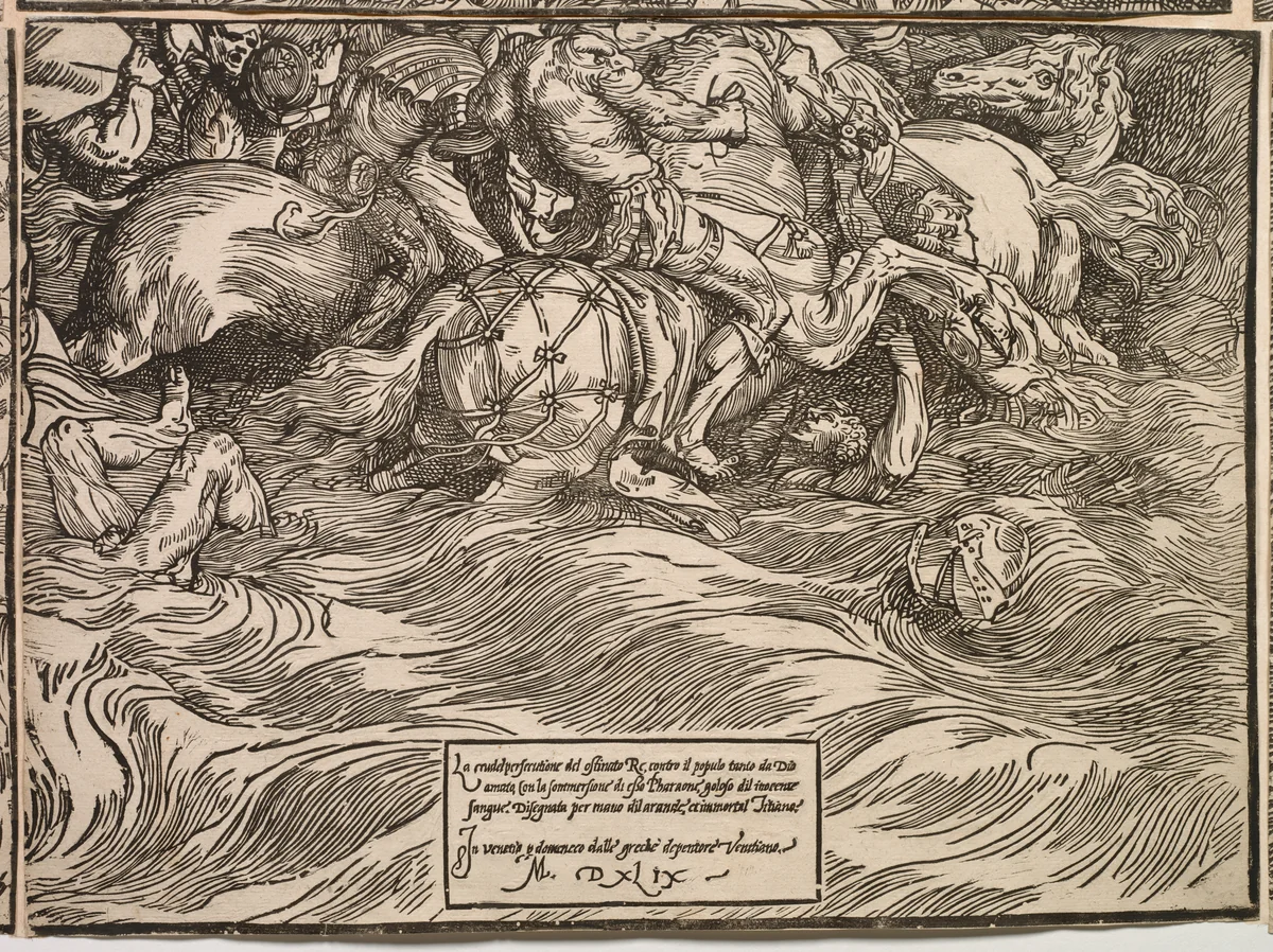 The Submersion of Pharaoh's Army in the Red Sea by Titian, print, 1514-1515