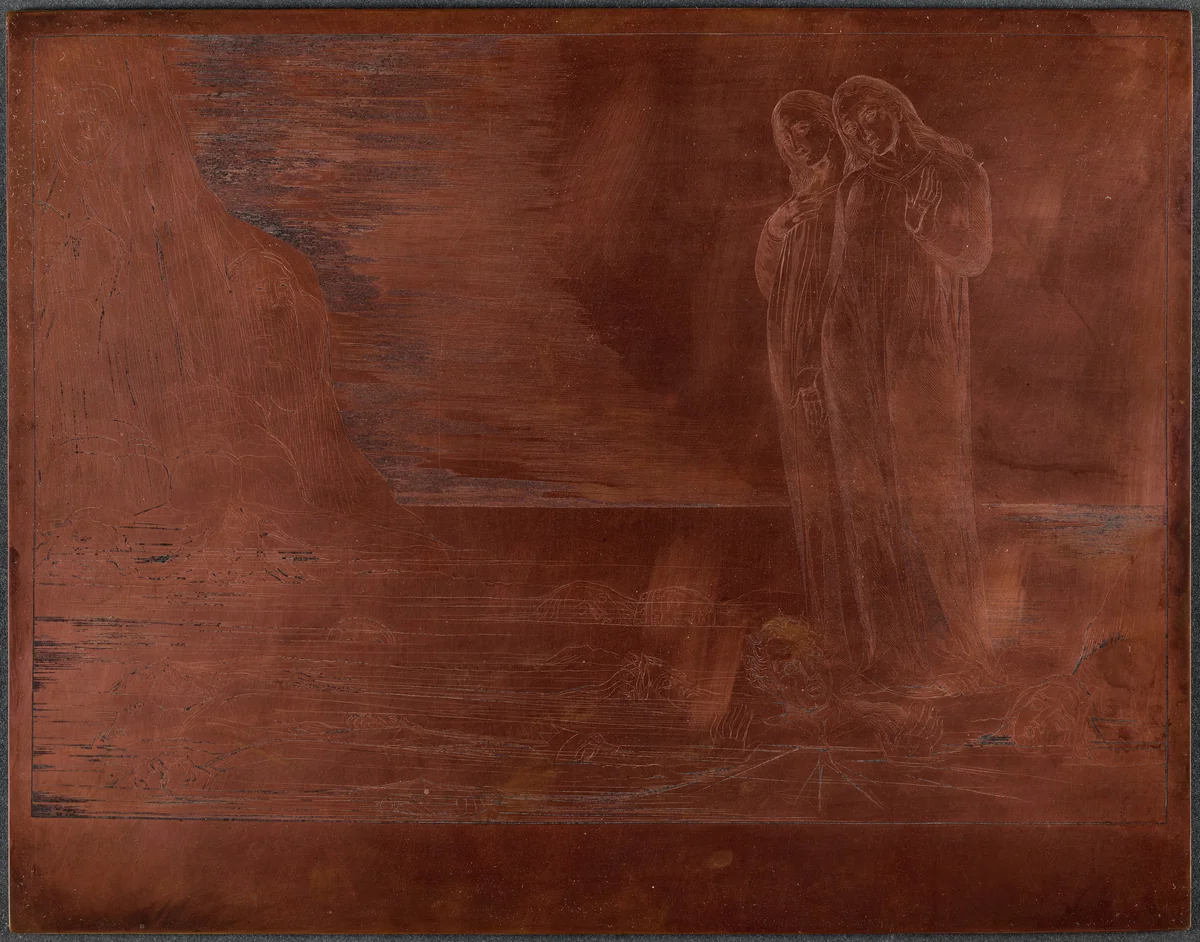 The Circle of the Traitors; Dante's Foot Striking Bocca degli Abbate by William Blake, technical material, 1827