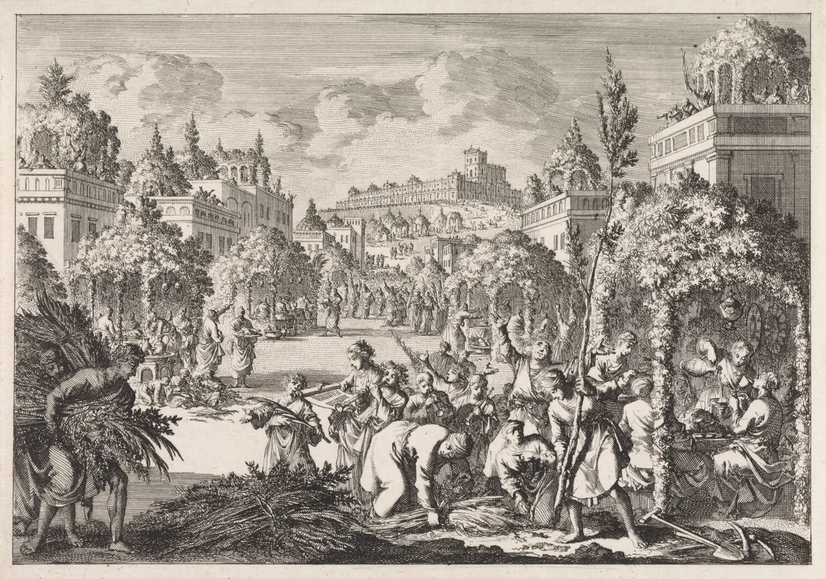 Loofhuttenfeest by Jan Luyken, print, 1700