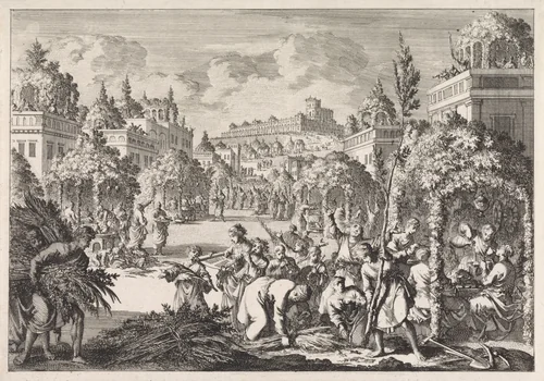 Loofhuttenfeest by Jan Luyken, print, 1700