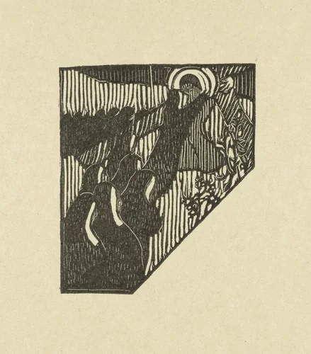 Illustratie met kruisdraging van Christus en nonnen bij gedicht in dichtbundel Sagesse van Paul Verlaine by Maurice Denis, print, 1895