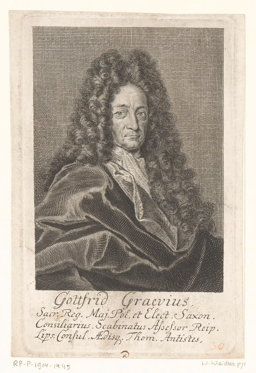 Portret van Gottfried Graeve by Martin Bernigeroth, print, 1719