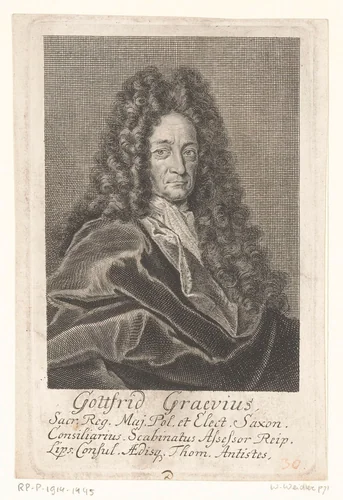 Portret van Gottfried Graeve by Martin Bernigeroth, print, 1719