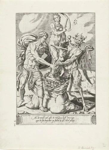 Eenmaal rijk stelt de mens zijn hoop op rijkdom by Unknown, print, 1550