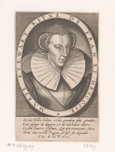 Portret van Maria I Stuart, koningin van Schotland by Unknown, print, 1576-1614