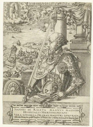 Portret van Jean Parisot de La Valette, Grootmeester van de Maltheser ridders by Unknown, print, 1566