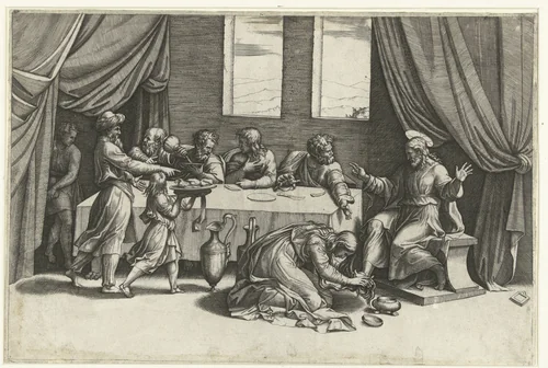 Christus in huis van Simon de Farizeeër by Unknown, print, 1520-1525