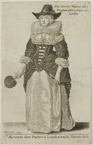 Wife of the Mayor of London by Wenceslaus Hollar, print, 1649