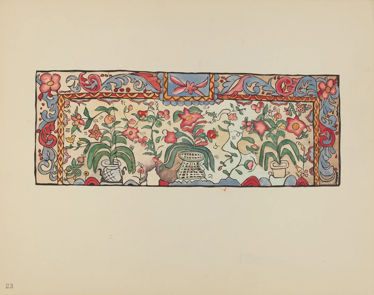 Plate 23: Painting on Buckskin: From Portfolio "Spanish Colonial Designs of New Mexico" by American 20th Century, index of american design, 1935-1942
