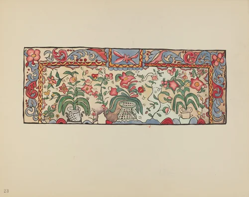 Plate 23: Painting on Buckskin: From Portfolio "Spanish Colonial Designs of New Mexico" by American 20th Century, index of american design, 1935-1942