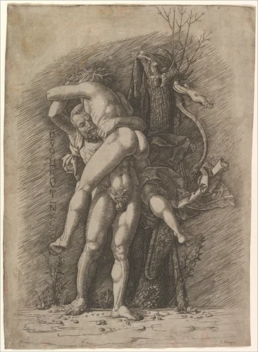 Hercules and Antaeus by Gian Marco Cavalli, print, 1492-1502