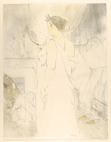 Looking in a Mirror, from "Elles" by Henri de Toulouse-Lautrec, print, 1896