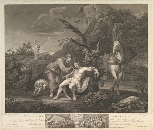 The Good Samaritan (St. Luke, Chap. 10, verse 30) by William Hogarth, print, 1772