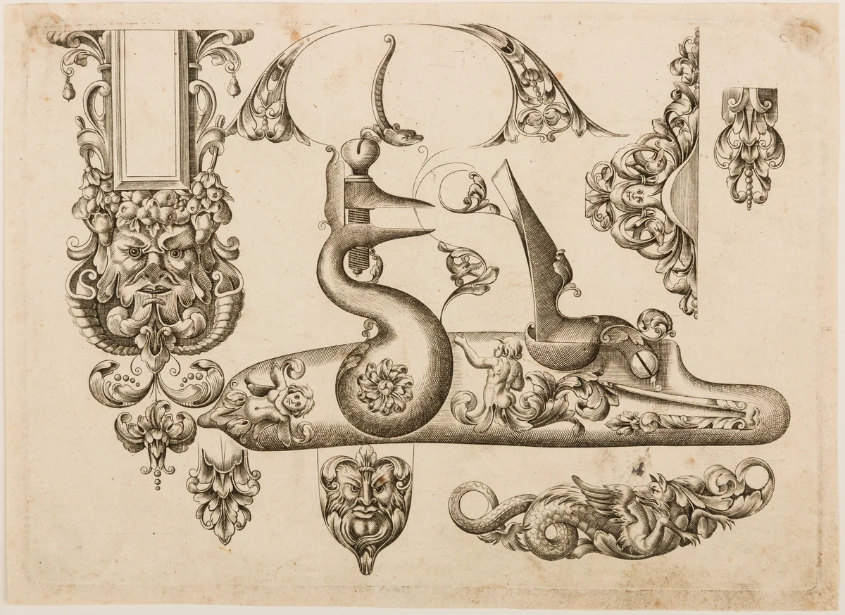 Plate Two from Plusieurs Models des plus nouuelles manieres qui sont en usage en l'Art de Arquebuzerie by C. Jacquinet, print, 1635-1685