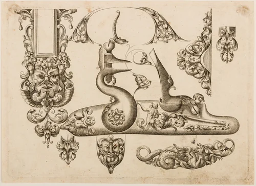 Plate Two from Plusieurs Models des plus nouuelles manieres qui sont en usage en l'Art de Arquebuzerie by C. Jacquinet, print, 1635-1685
