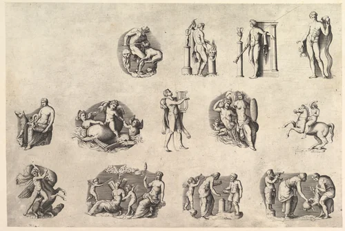 Subjects after Antique Cameos and Gems, from "Speculum Romanae Magnificentiae" by anonymous, print, 1545-1575