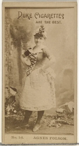Card Number 54, Agnes Folsom, from the Actors and Actresses series (N145-6) issued by Duke Sons & Co. to promote Duke Cigarettes by W. Duke, Sons & Co., photograph, 1880-1889