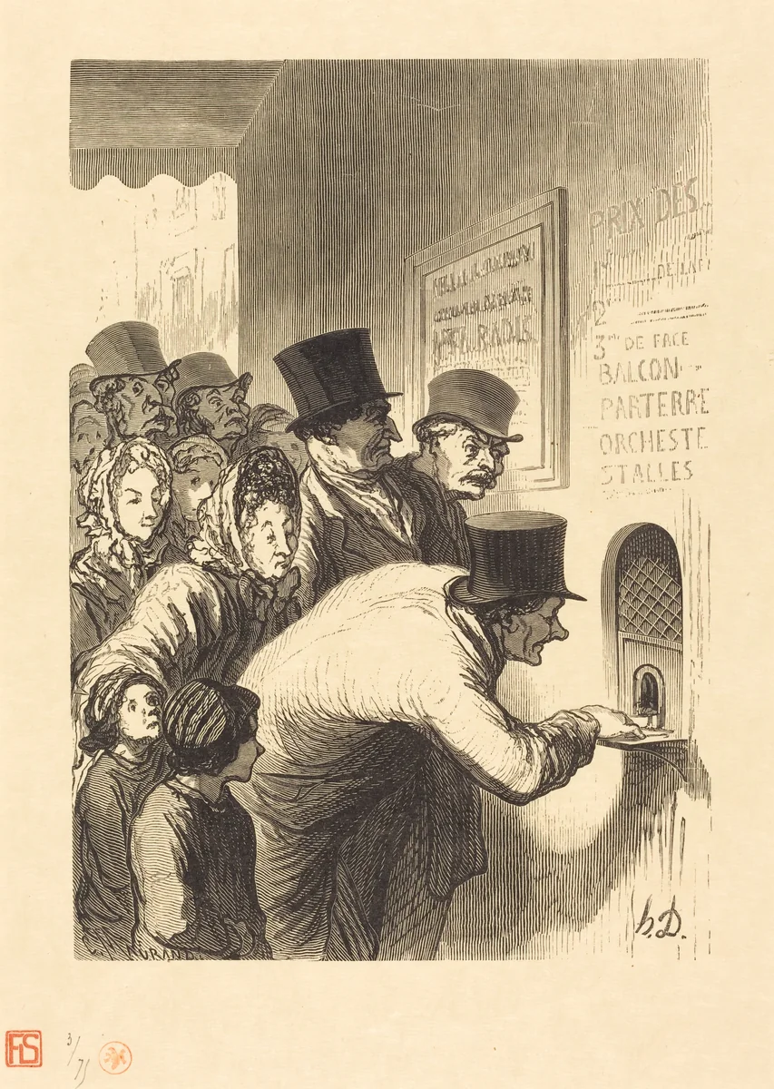 Un Guichet de théâtre by Charles Maurand; Honoré Daumier, portfolio, 1862