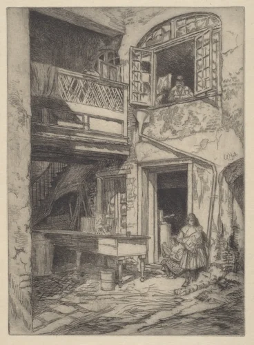 An Old Courtyard (New Orleans) by Charles Henry White, print, 1906