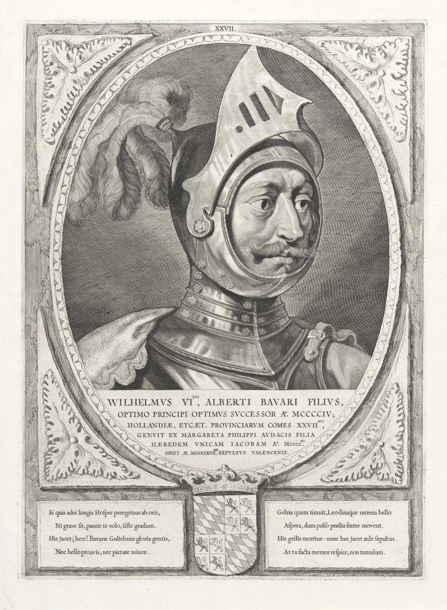 Portret van Willem VI van Henegouwen, Holland en Zeeland by Cornelis Visscher, print, 1650