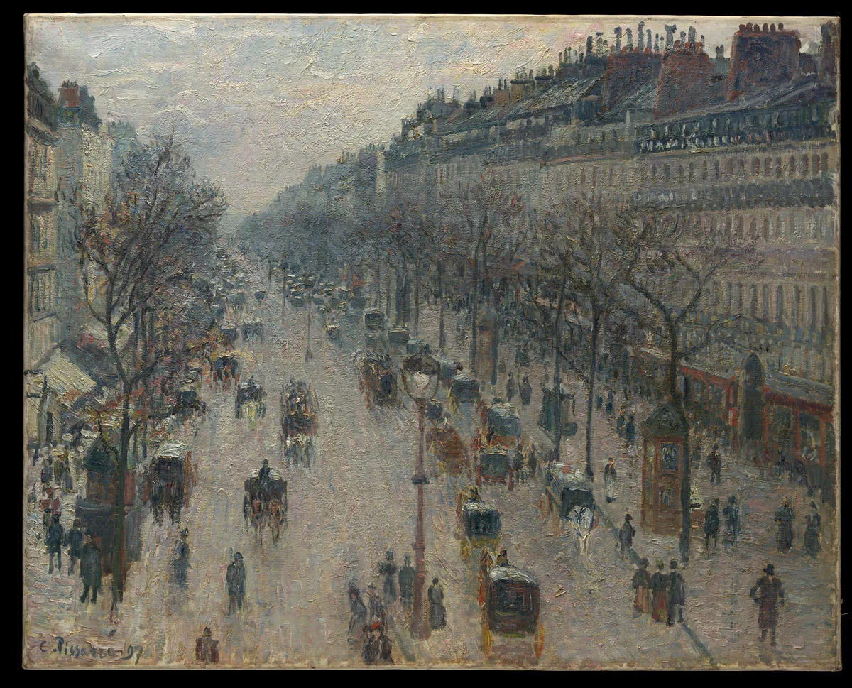 The Boulevard Montmartre on a Winter Morning by Camille Pissarro, painting, 1897