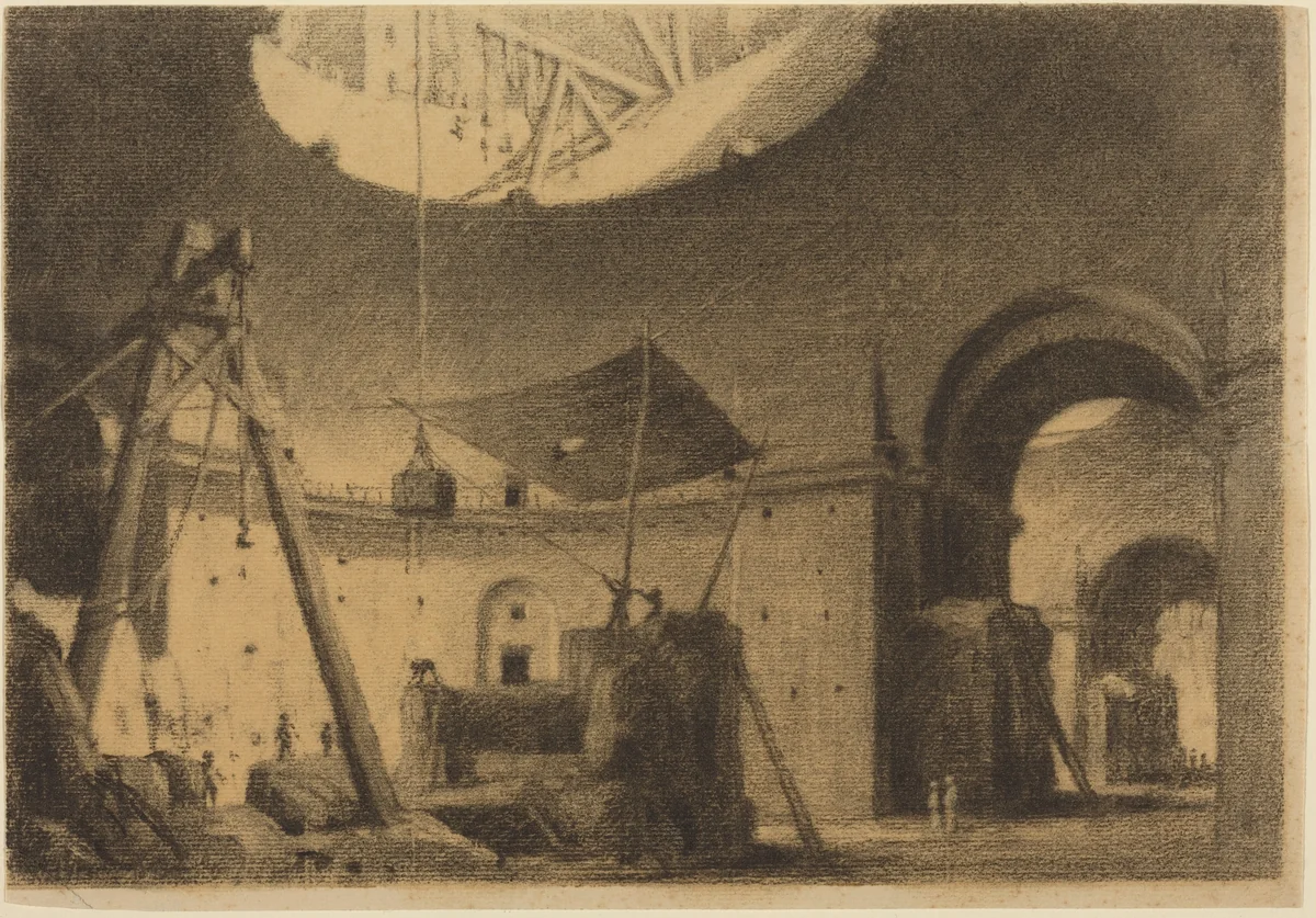 Repairing a Dome by François-Marius Granet, drawing, 1810