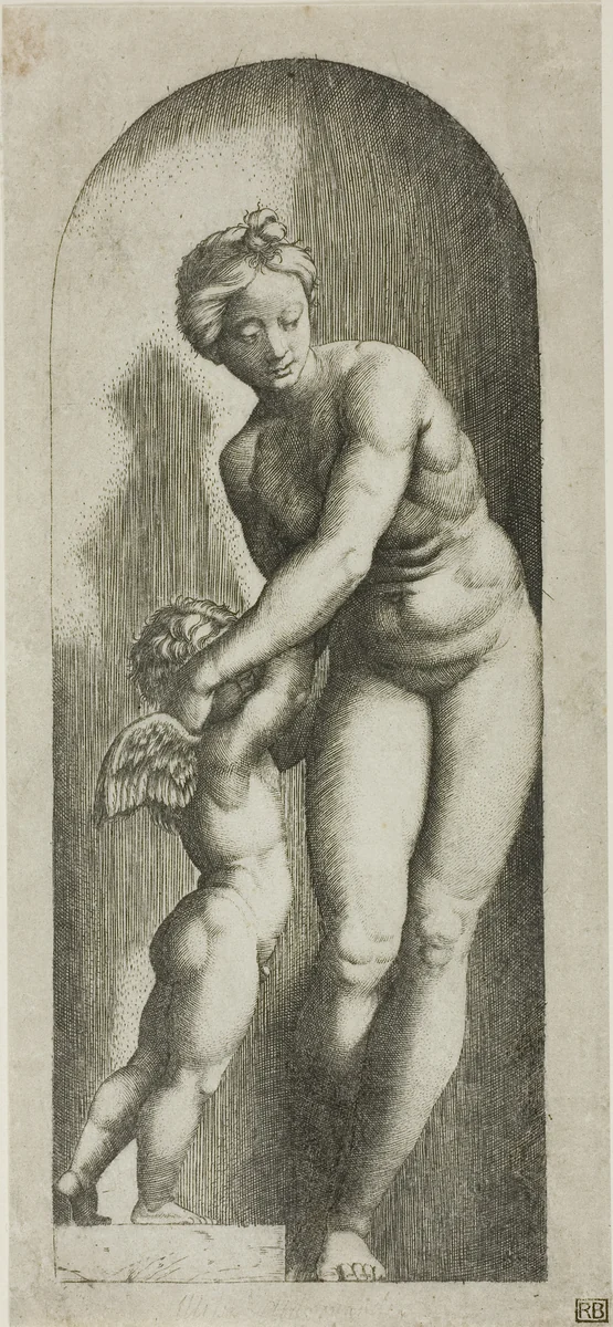 Venus and Cupid by Marcantonio Raimondi, print, 1510-1512