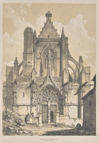 Architecture of the Middle Ages: Church at Serran, near Gisore by Joseph Nash, print, 1838