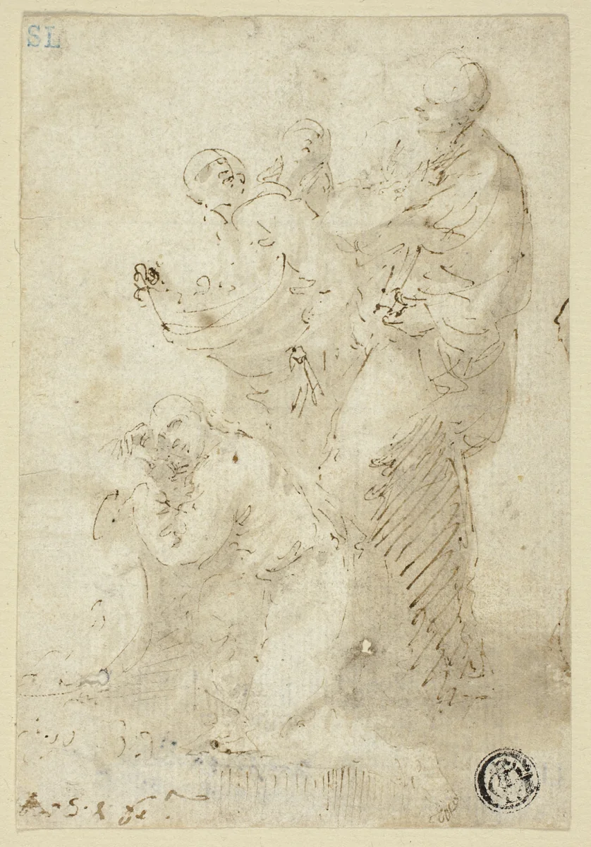 A Group of Figures by Jusepe de Ribera, drawing, 1644-1654