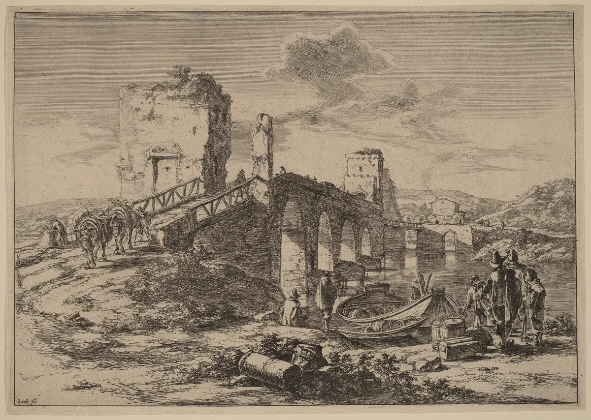 The Ponte Molle by Jan Both, print, 1615-1652