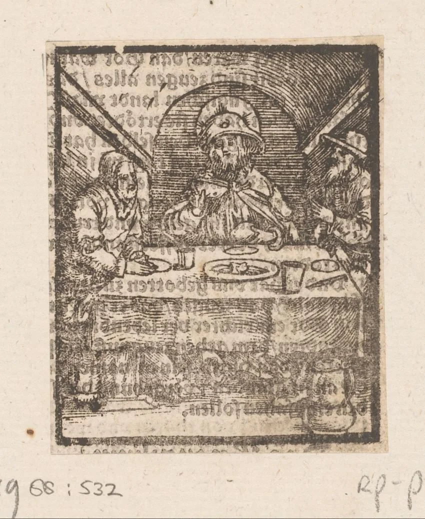 Maaltijd te Emmaüs by anonymous, print, 1536