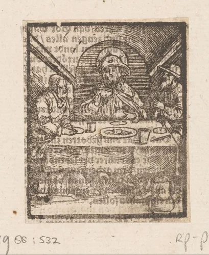 Maaltijd te Emmaüs by anonymous, print, 1536