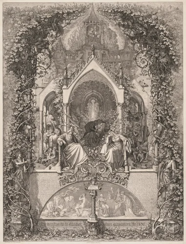 Little Briar Rose (Sleeping Beauty) by Eugen Napoleon Neureuther, print, 1836