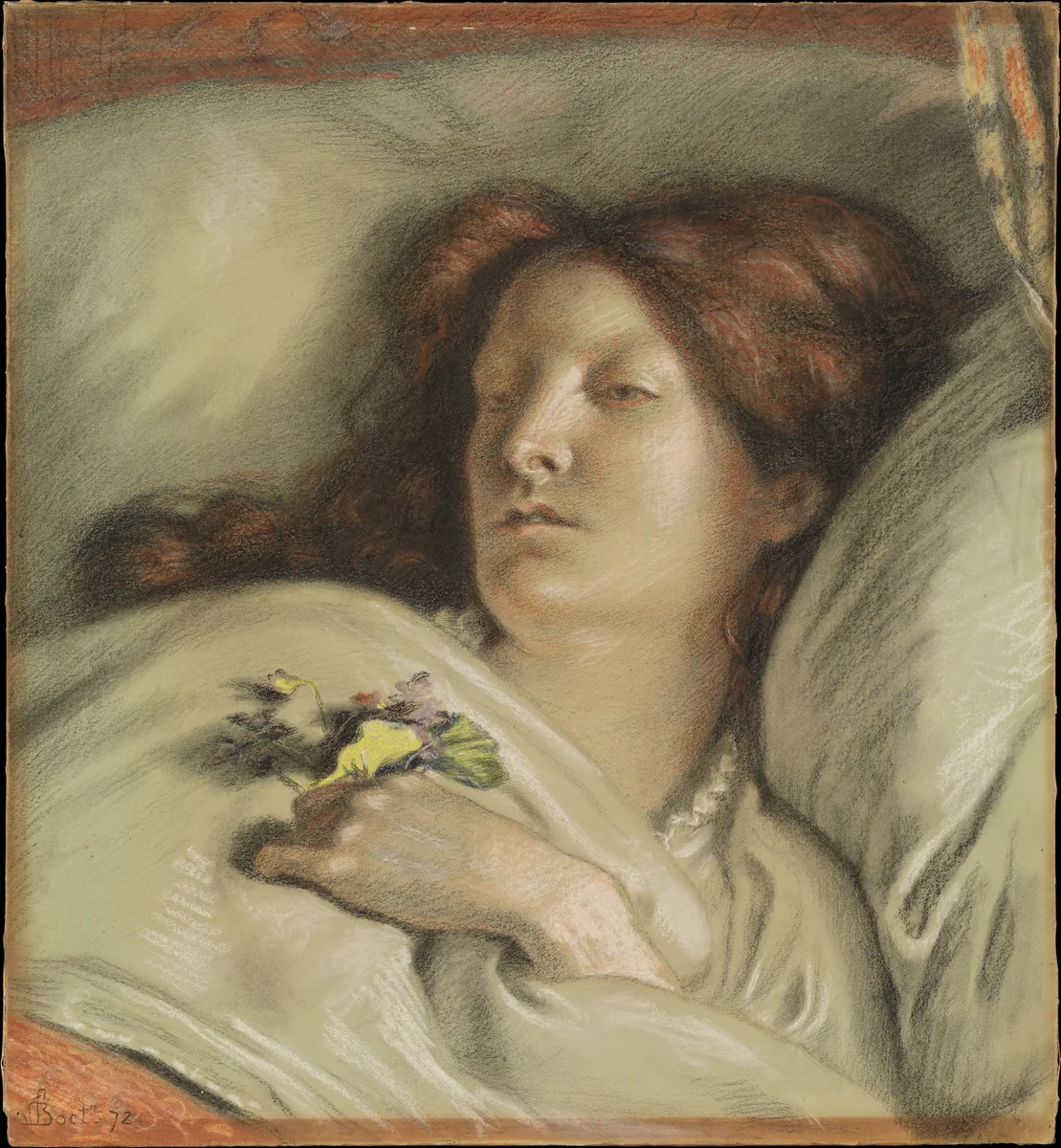 The Convalescent (A Portrait of the Artist's Wife) by Ford Madox Brown, drawing, 1872