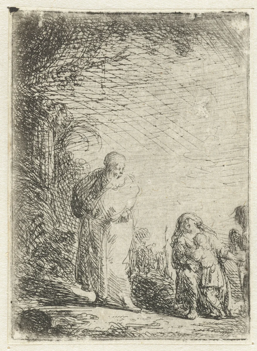 Abraham verdrijft Hagar en Ismaël by Jan Lievens, print, 1625-1674