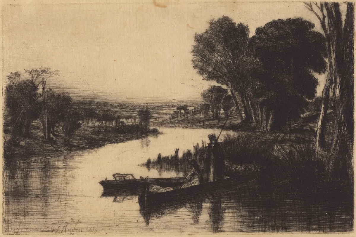 Thames Fishermen by Francis Seymour-Haden, print, 1859