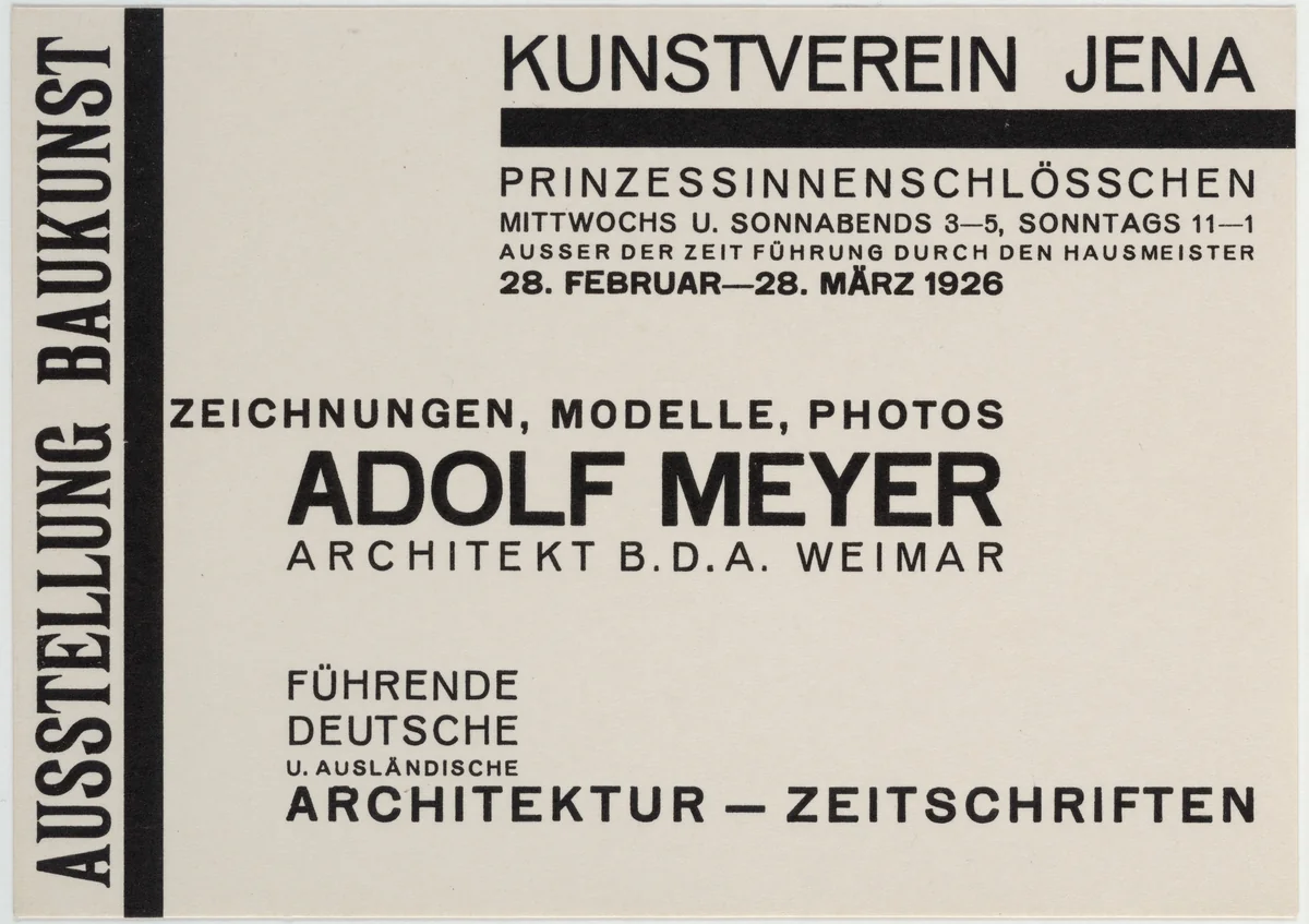 Adolf Meyer by Walter Dexel, design, 1926