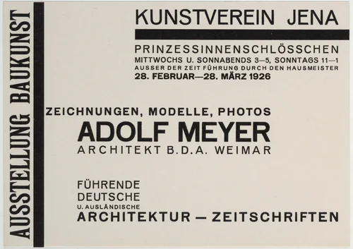 Adolf Meyer by Walter Dexel, design, 1926