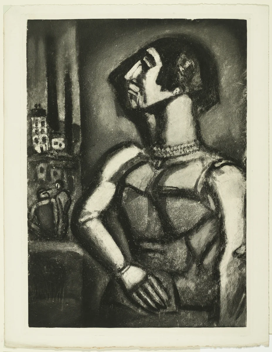 Trial proof for And Of The Lost Life of the Prostitue Who Gave Herself For A Bone To Gnaw, rejected plate from Miserere by Georges Rouault, illustrated book, 1922