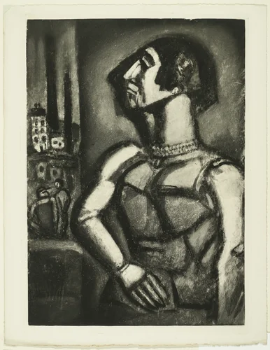 Trial proof for And Of The Lost Life of the Prostitue Who Gave Herself For A Bone To Gnaw, rejected plate from Miserere by Georges Rouault, illustrated book, 1922