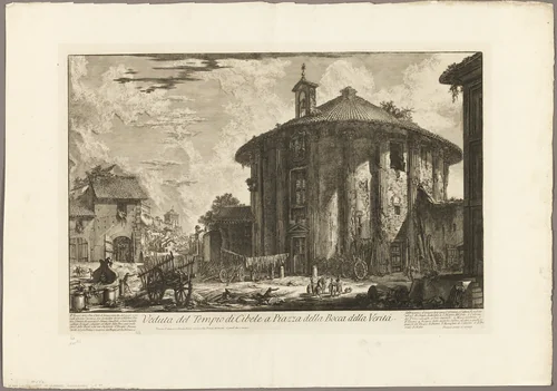 View of the Temple of Cybele in the Piazza of the Bocca della Verità, from Views of Rome by Giovanni Battista Piranesi, print, 1750-1759