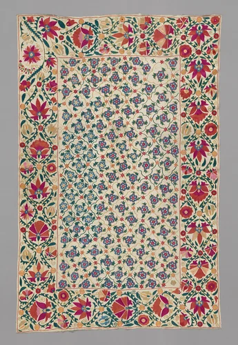 Suzani (large embroidered hanging or cover) by Uzbekistan, possibly Shakhrisabz or Shafirkhan, textile, 1801-1900