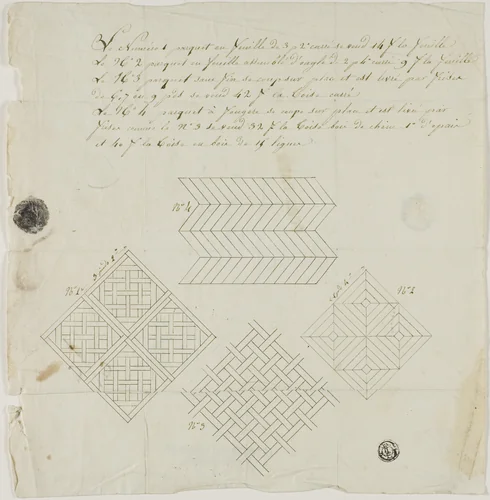 Intarsia Designs for Flooring by Unknown Artist, drawing, 1800-1899