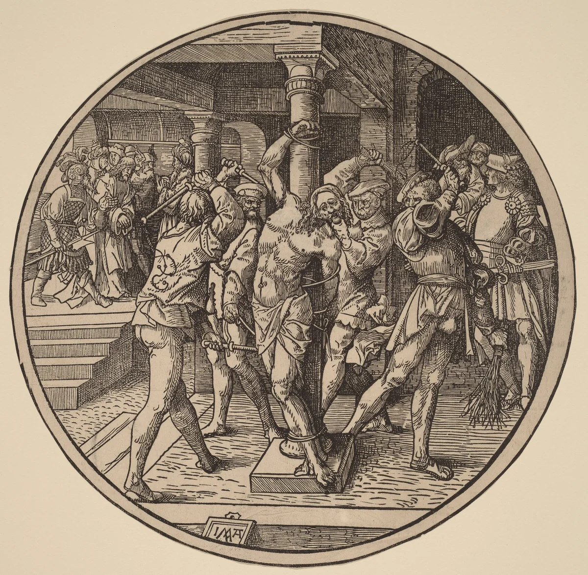 The Flagellation of Christ and Christ Before Pilate by Jacob Cornelisz van Oostsanen, print, 1514