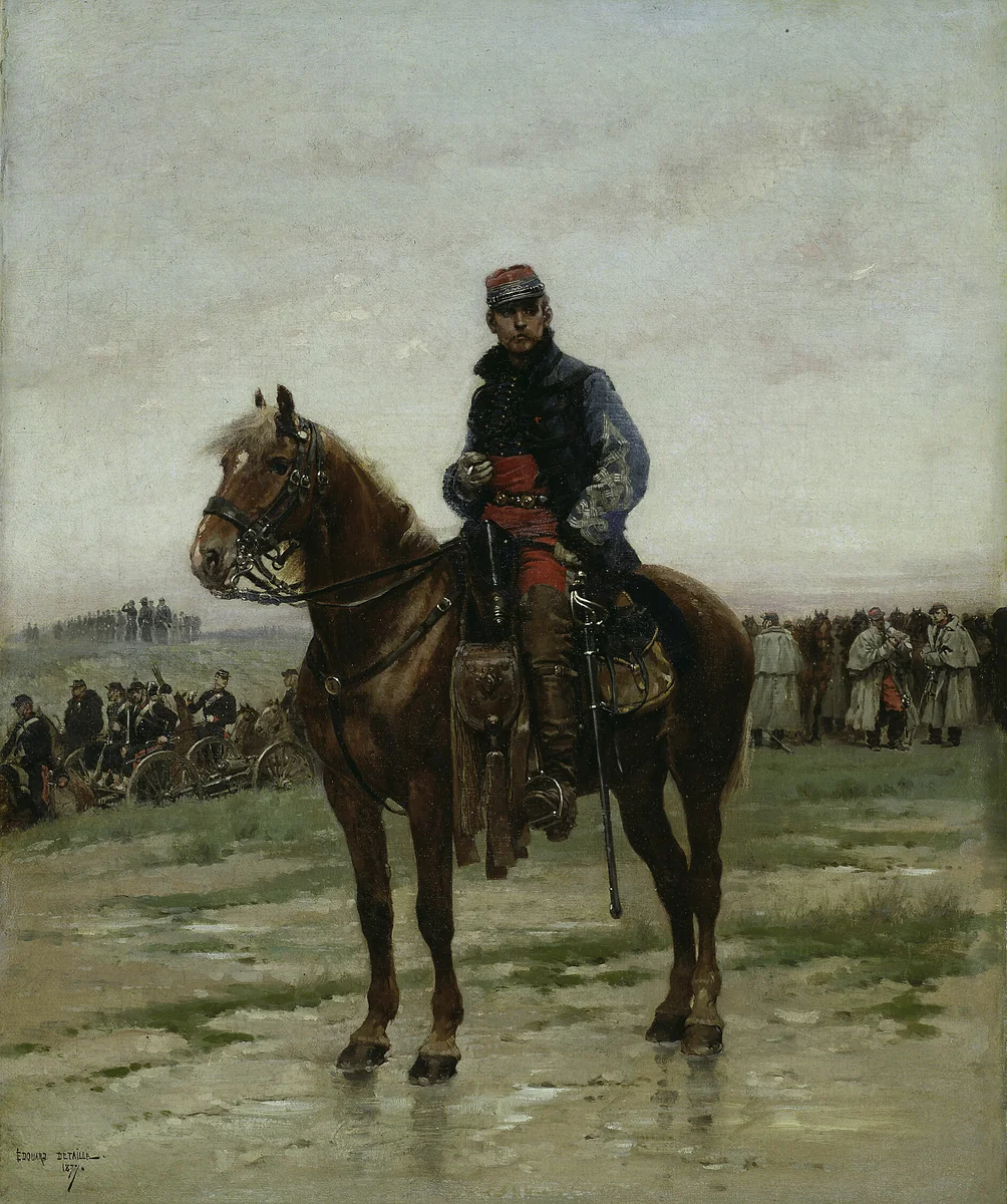 A Mounted Officer by Jean Baptiste Edouard Detaille, painting, 1877