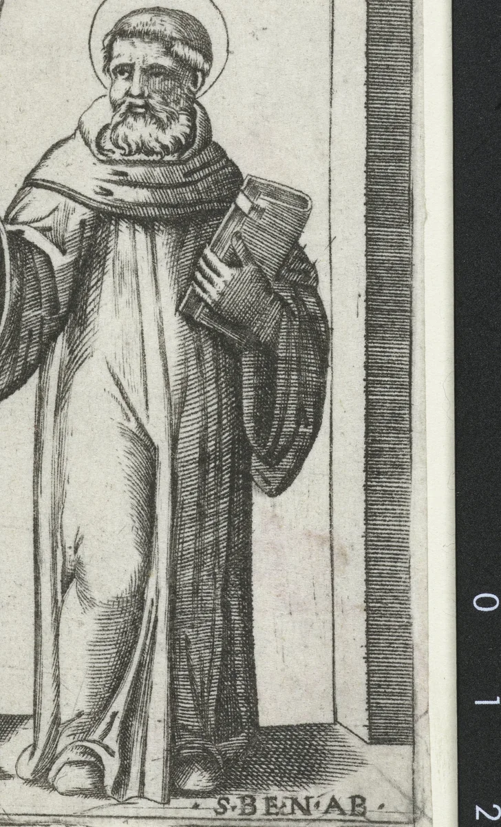Heilige Benno met kromstaf by anonymous, print, 1500-1575