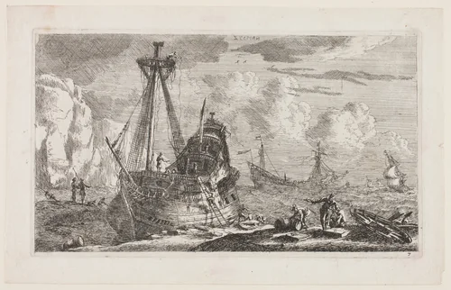 Merchant Ships by Reinier Zeeman, print, 1643-1668
